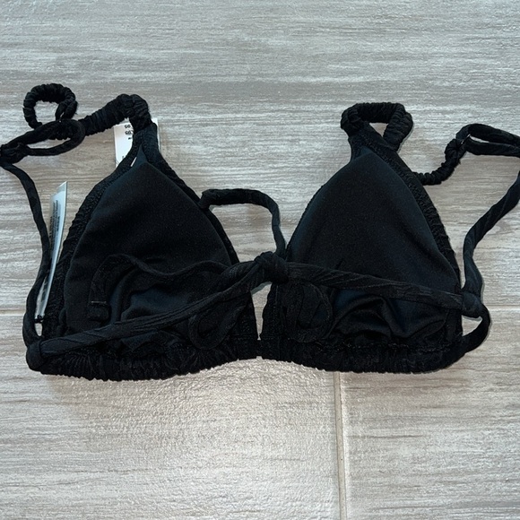 VS Pink Scrunchie Triangle Bikini Top Pure black swim size medium wireless - Picture 10 of 10
